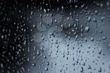 Rain drops on window. Macro shot.