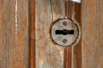 Keyhole, lock on the door, close-up
