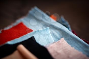 Tissue colored materials, closeup.