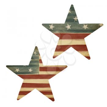 Two stars, American flag themed. Holiday design elements, isolated on white.
