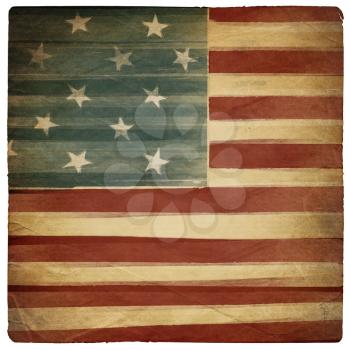 Vintage square shaped old american patriotic background. Isolated on white.