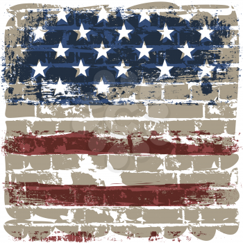The American flag symbol against a brick wall.