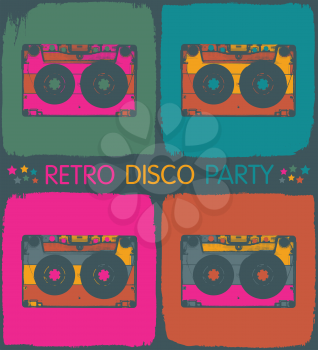 Retro disco party invitation in pop-art style. Vector, EPS8