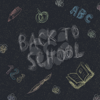 Back to school. Written by chalk on the asphalt background. Vector, EPS10