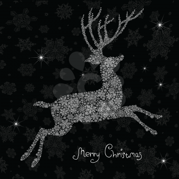 Christmas deer silhouette. Vector illustration, EPS8