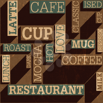 Coffee themed seamless retro background, vector