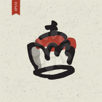 Crown sign on paper texture. Vector, EPS10