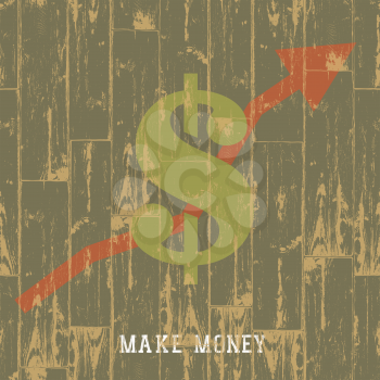 Dollar sign with arrow, business growing concept. VEctor illustration, EPS10