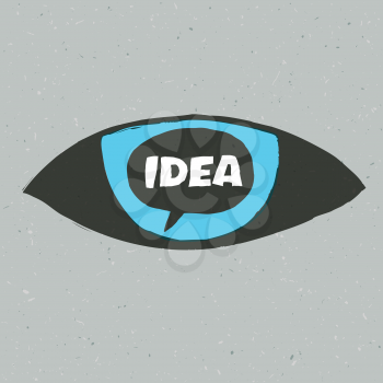 Eye symbol with idea word. Vector illustration, EPS10