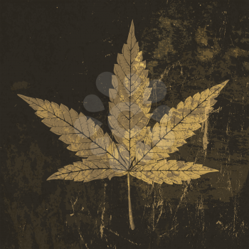 Cannabis leaf grunge icon. With stained texture, vector