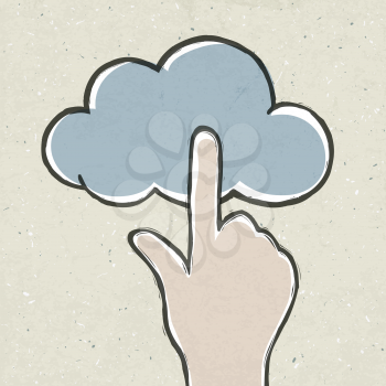 Hand clicking cloud icon. Concept vector illustration,  EPS10.
