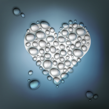 Heart shaped water drops. Abstract Valentines day background, vector, EPS10