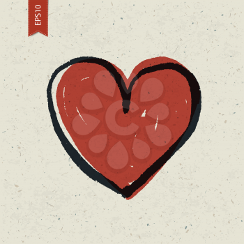 Heart sign on paper texture. Vector, EPS10