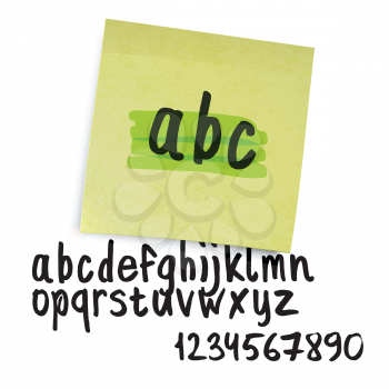 Handwritten alphabet (lowercase letters with numbers). Vector.