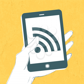 Smartphone with wireless connection icon. Vector