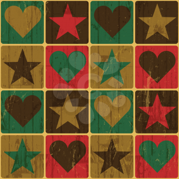 Hearts And Stars, Pop-Art Styled Poster, Vector