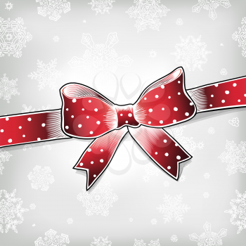 Red bow on xmas background