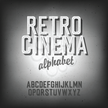 Old cinema styled alphabet. With textured background, vector, EPS10