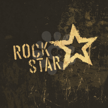 Rock star grunge icon. With stained texture, vector