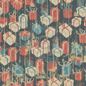 Christmas seamless background with gifts pattern. Vector illustration, EPS10.