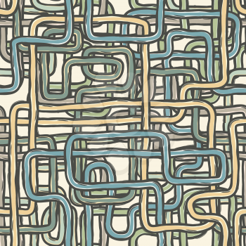 Seamless tangled wires retro background. Vector, EPS10