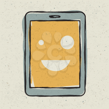 Tablet device smiling. Vector, EPS10