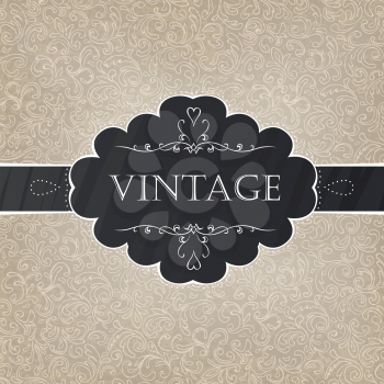 Retro styled card with old-fashioned ornament background. Vector, EPS10
