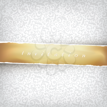 Floral Ornamented Background with Golden Tape. Vector, EPS10