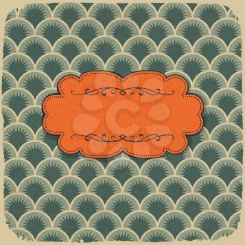 Vintage scale pattern with retro label. Vector, EPS10