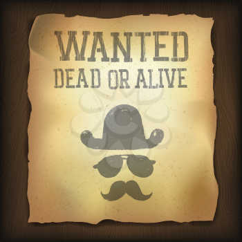 Old Wanted... poster, vector illustration 