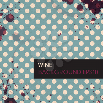Wine rings on vintage tableclotch. Abstract restaurant background. Vector, EPS10.