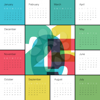 Calendar 2015 Colorful. Square composition