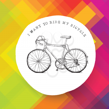 Vintage bicycle illustration on colorful background
