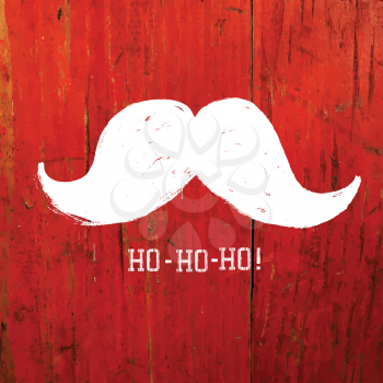 White Santa's Moustache and Ho-Ho-Ho! words. Christmas funny card design