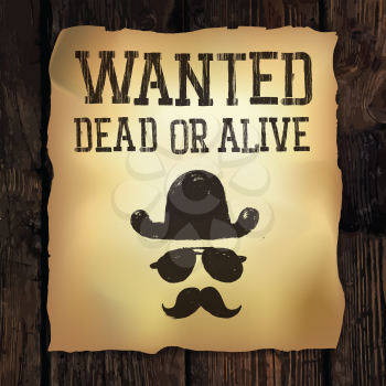 Old Wanted... poster, vector illustration 