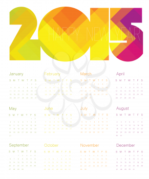 Calendar 2015 Colorful. Vector.