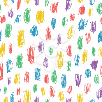 Childish doodles colorful seamless pattern. Vector