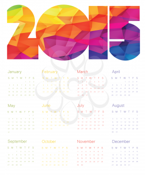 Colorful Calendar 2015 Design. Vector.