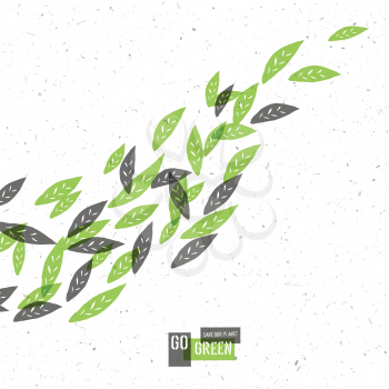 Go Green Concept Poster With Leaves. Vector