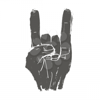Grunge rock on gesture illustration. Vector