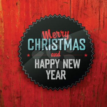 Merry Christmas Design On Red Planks Texture