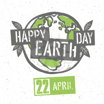 Typographic design for Earth Day. Concept Poster With Earth Symbol. Vector Template. On recycled paper texture