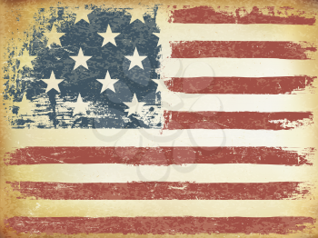 American Themed Flag Background. Grunge Aged Vector Template. Horizontal orientation.