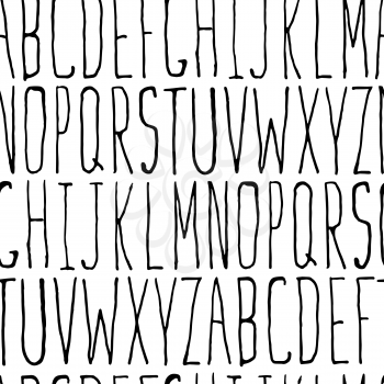 Thin Hipster Alphabet Hand-drawn Seamless Pattern