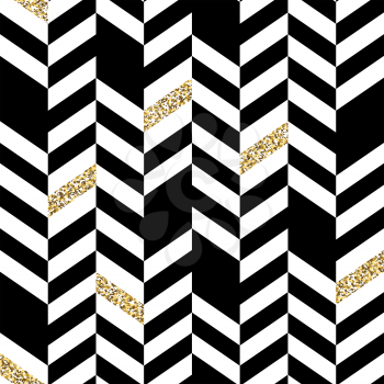 Seamless Chevron Pattern with Glittering Gold Elements