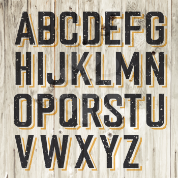 Retro Styled Alphabet on Wooden Background