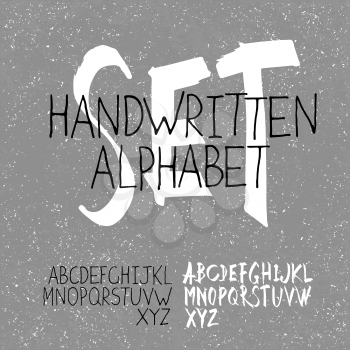 Handwritten Alphabet Set. Two in one. On textured monochrome background