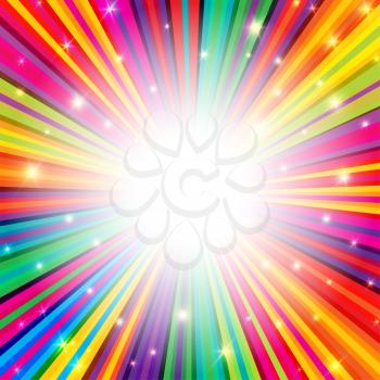 Colorful Rays Psychedelic Background with Space for Your Text in Center
