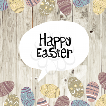 Easter eggs on wooden planks background