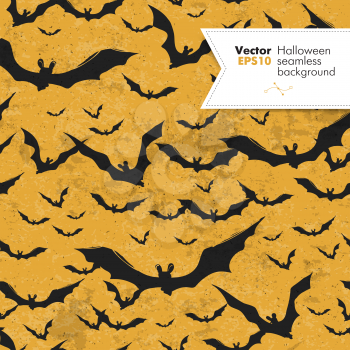 Seamless Halloween vector pattern with bats. Grunge layers can be easy editable or removed.